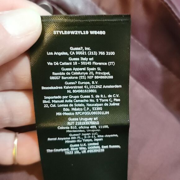 New Guess Fiammetta Faux Leather Moto Jacket Mystic Wine Size XS - Picture 16 of 16